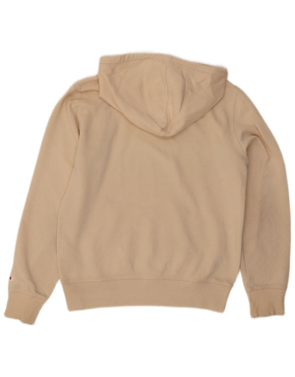 Jumper feminino com capuz gráfico Champion UK 14 algodão bege médio