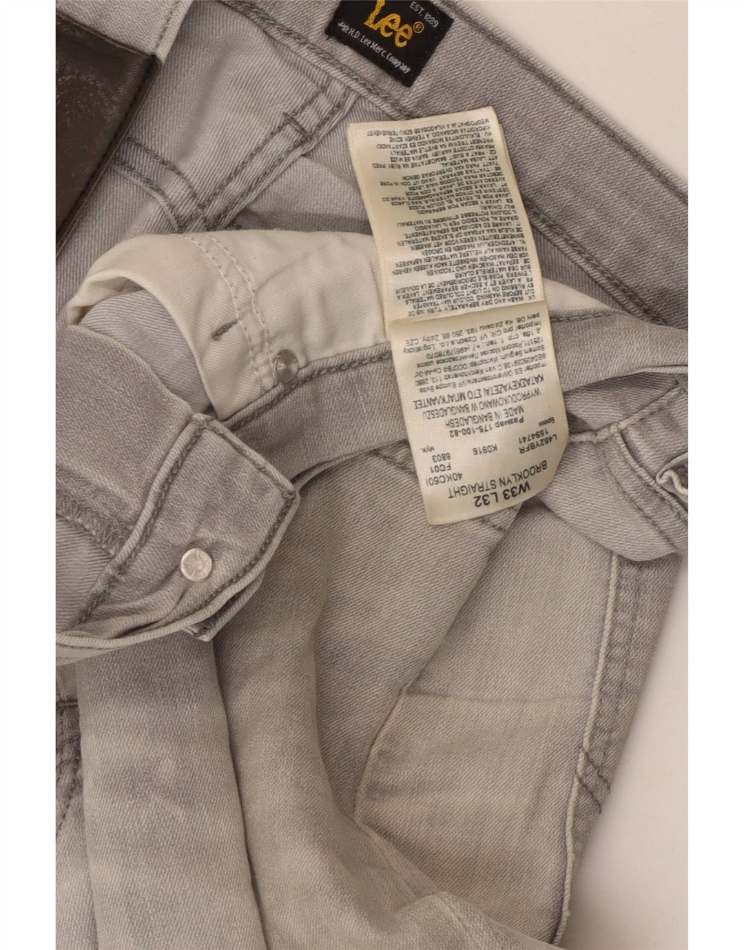 Jeans retos masculinos LEE W33 L32 cinza