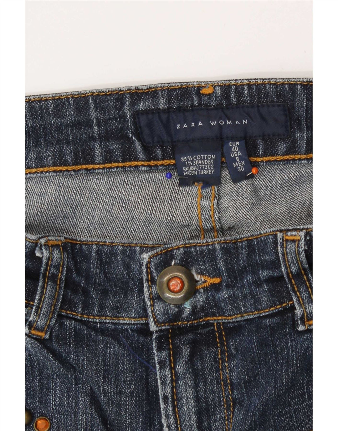 Zara Jeans Bootcut Feminino EU 40 Médio W30 L35 Azul Marinho Algodão