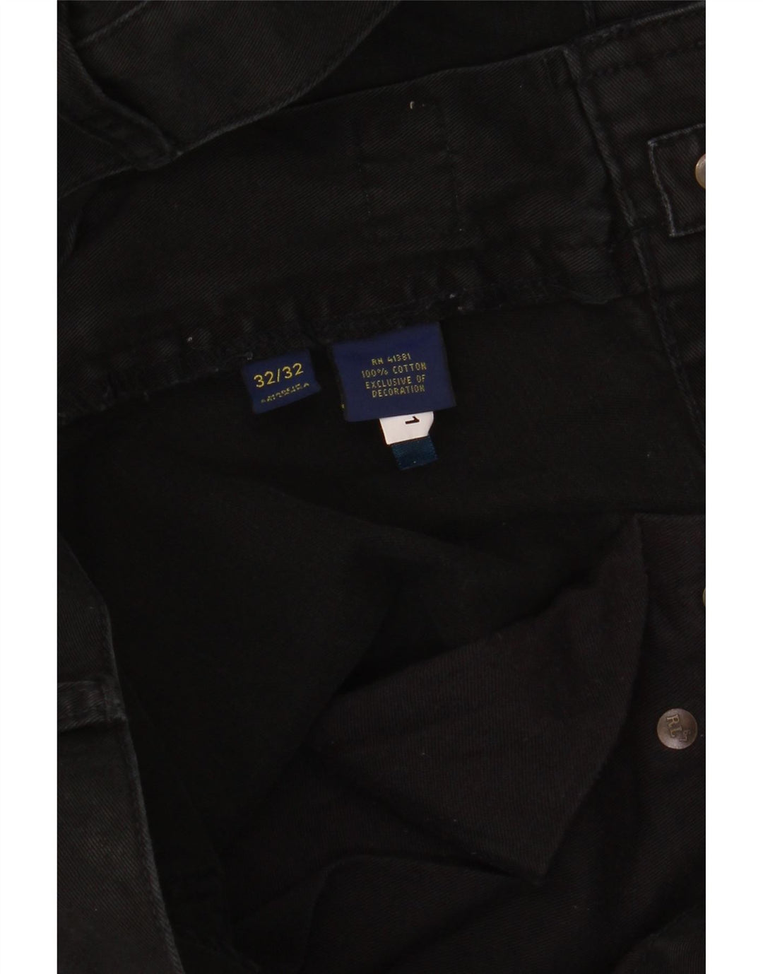 POLO RALPH LAUREN Jeans reto masculino W32 L32 algodão preto