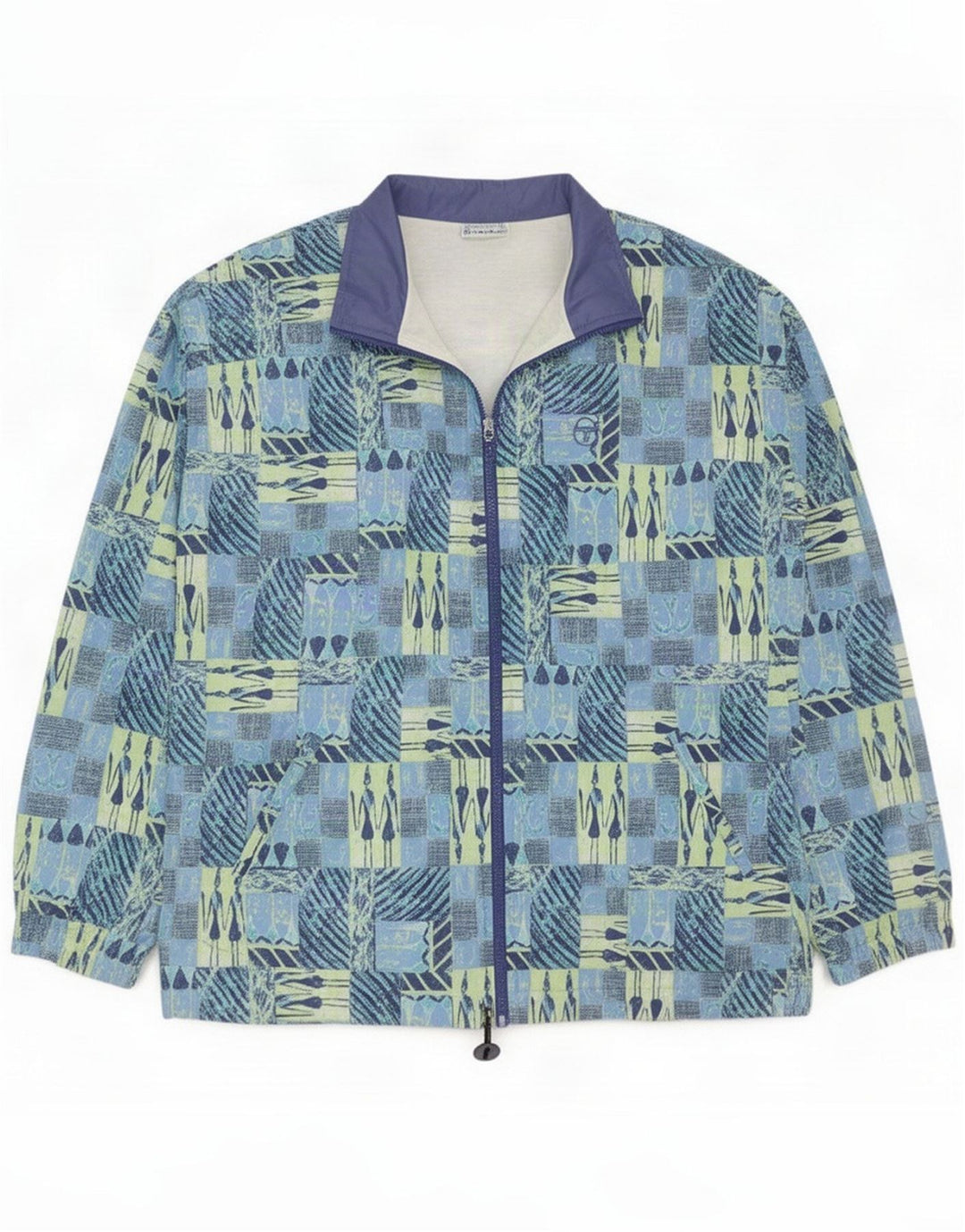 Sergio Tacchini Mens Treino Top Jacket IT 48 Médio Azul Patchwork