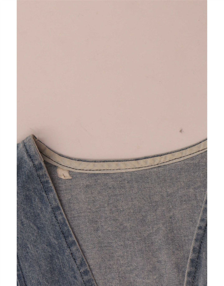 Colete jeans feminino vintage UK 14 grande azul