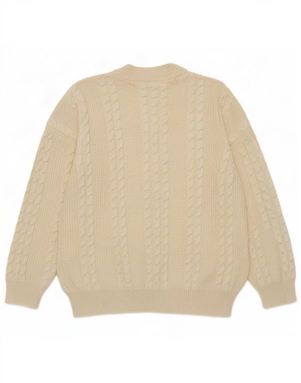 Suéter feminino vintage com gola redonda UK 14 grande off white