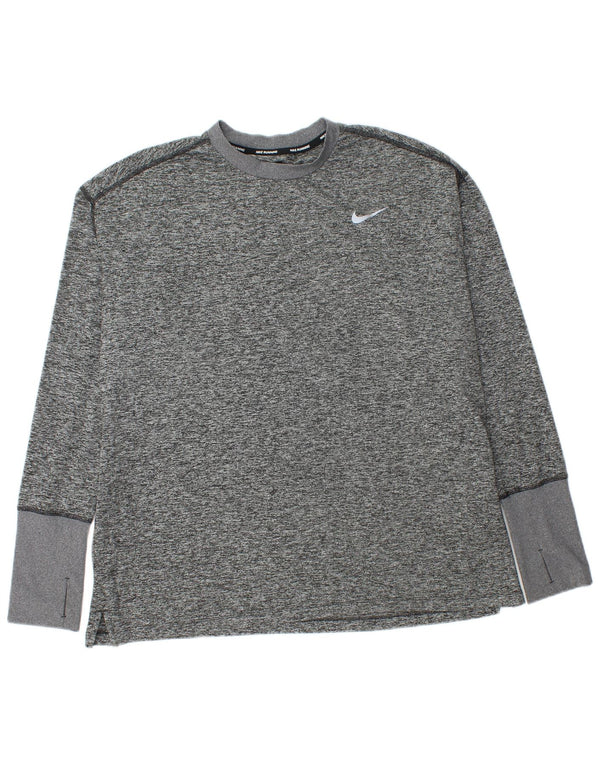 Nike Mens Dri Fit Top Long Sleeve XL Grey Flecked Polyester