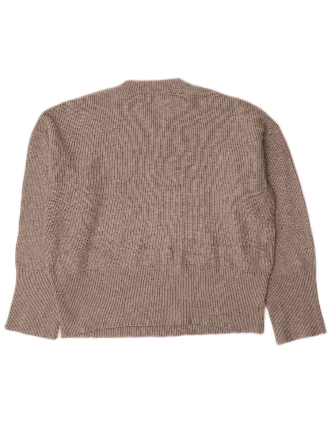 Suéter feminino Marks & Spencer com gola redonda grande, Reino Unido 14, cinza médio