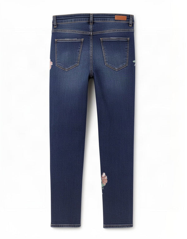 Zara Calça Jeans Feminina Z1975 Skinny EU 40 Médio W30 L26 Azul Floral