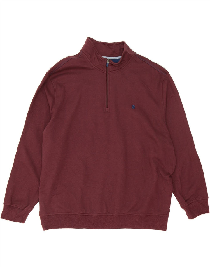 IZOD Mens Zip Neck Sweatshirt Jumper 2XL Burgundy Polyester Vintage Izod and Second-Hand Izod from Messina Hembry 