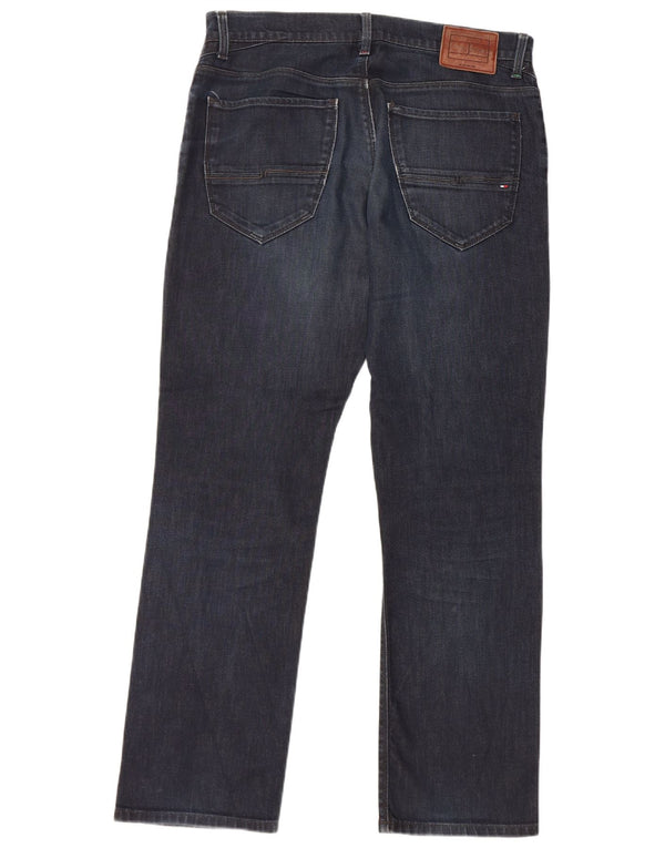 Tommy Hilfiger feminino Mercer Straight Jeans W34 L32 azul marinho algodão