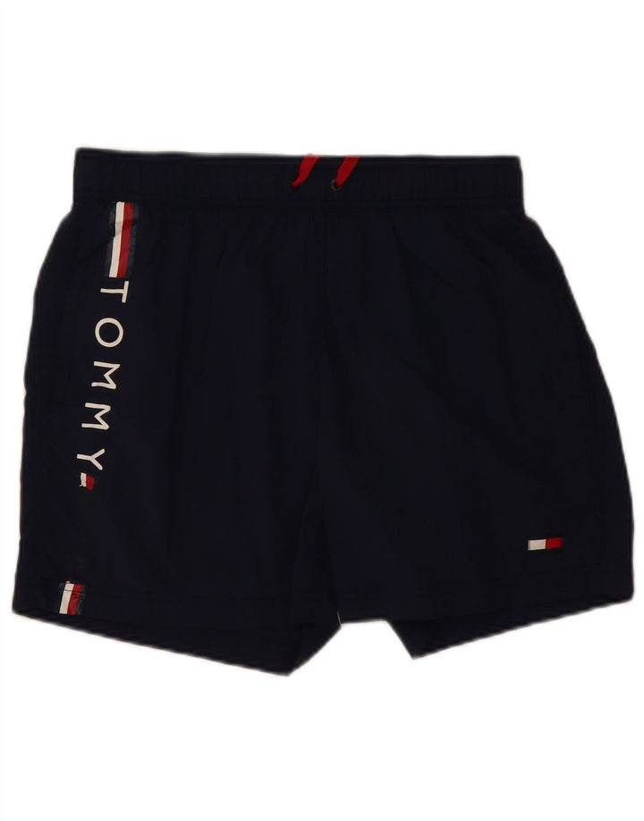 Tommy Hilfiger Shorts de natação masculino gráfico grande poliéster azul marinho