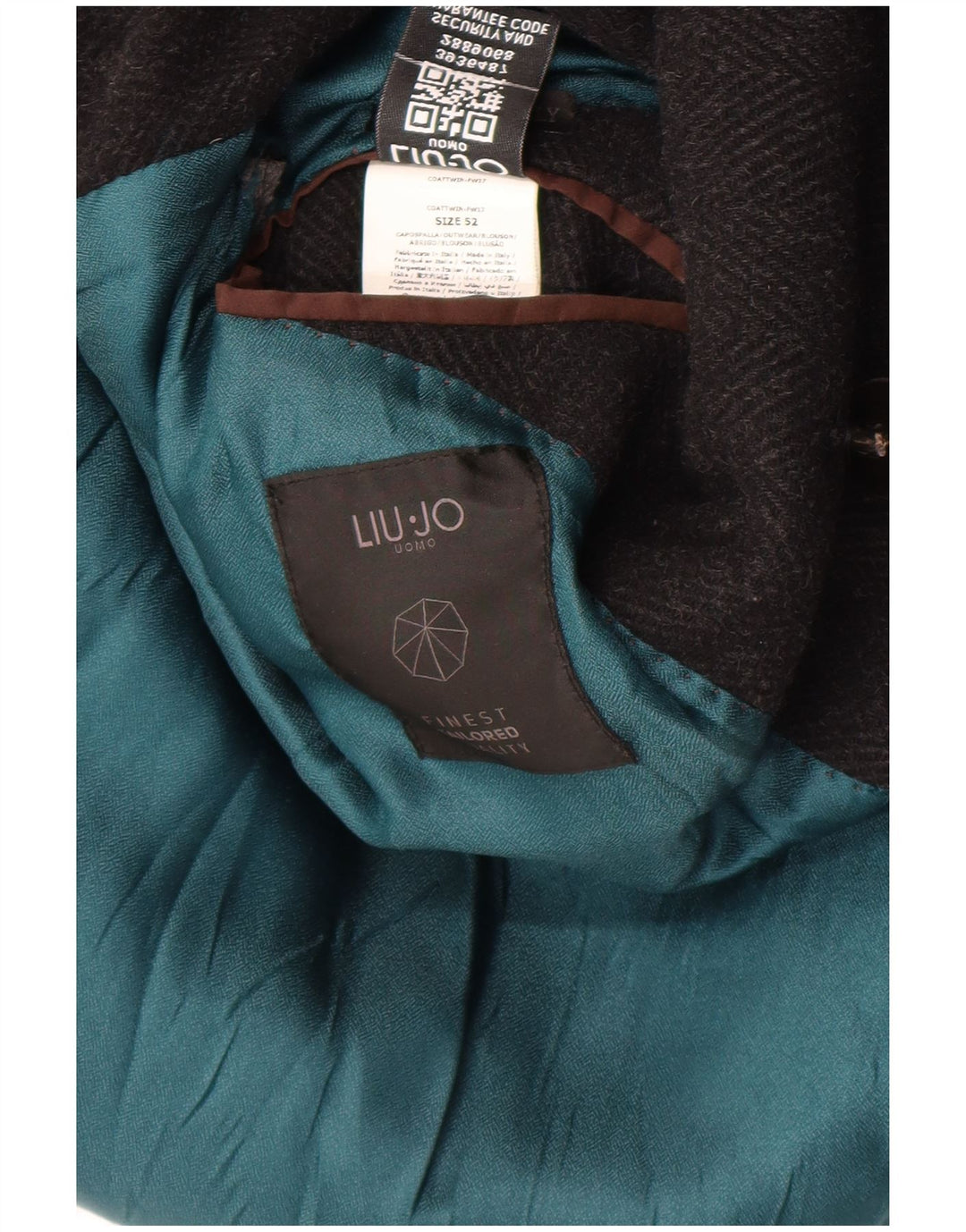 Casaco masculino Liu Jo com peito duplo IT 52 XL lã espinha de peixe preta