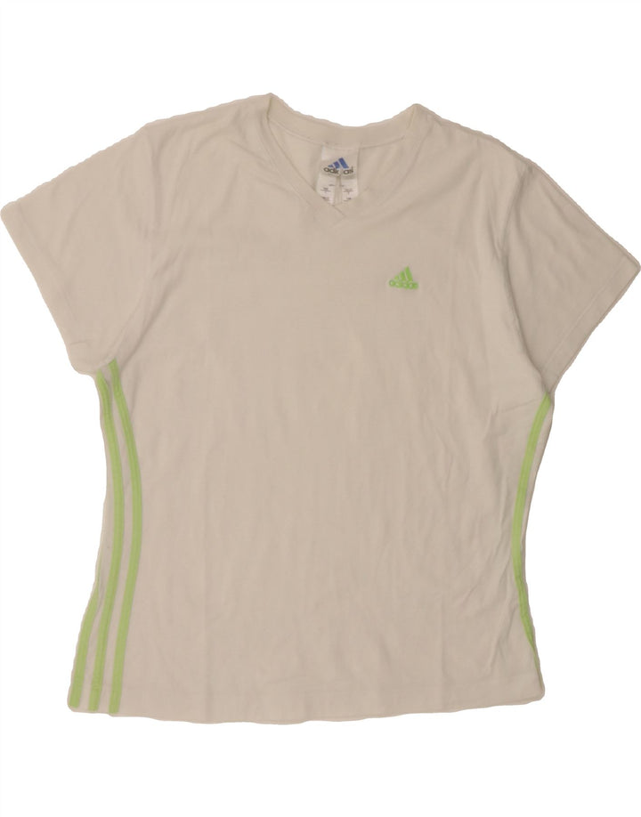 ADIDAS Womens T-Shirt Top UK 16 Large White Cotton Vintage Adidas and Second-Hand Adidas from Messina Hembry 