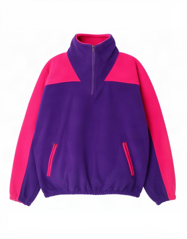 Poliéster roxo Colorblock da ligação em ponte 2XL do velo do pescoço do fecho de correr dos homens do vintage
