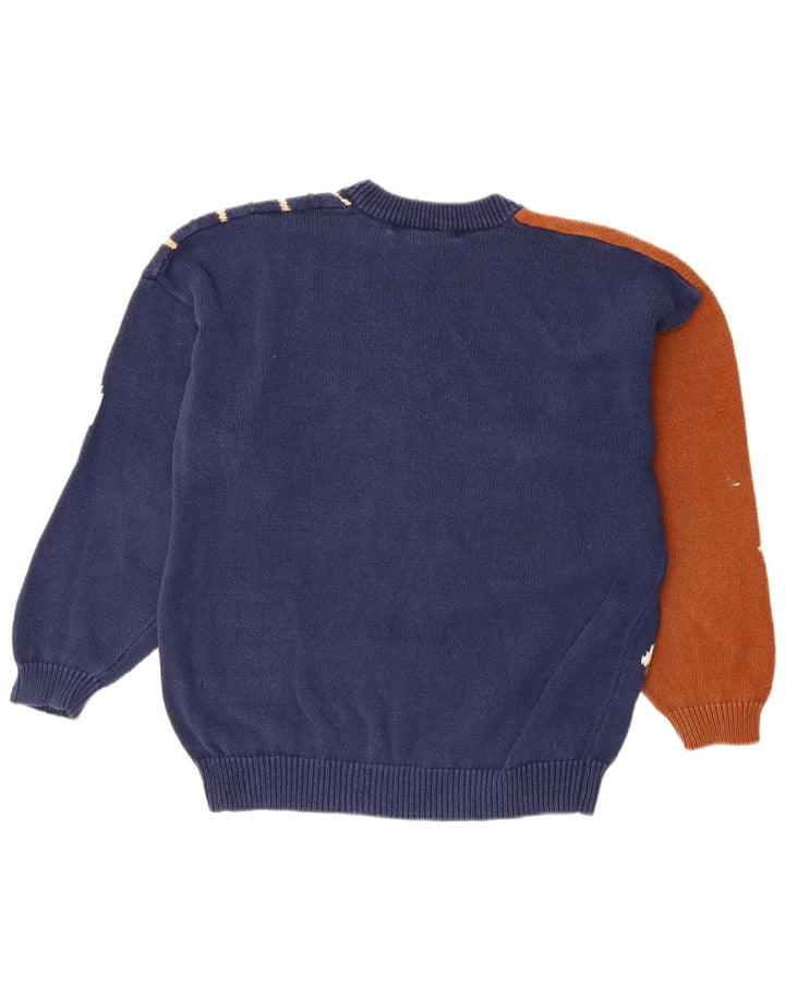 Suéter feminino I.B Diffusion com gola redonda, Reino Unido 16, grande, azul marinho, paisley