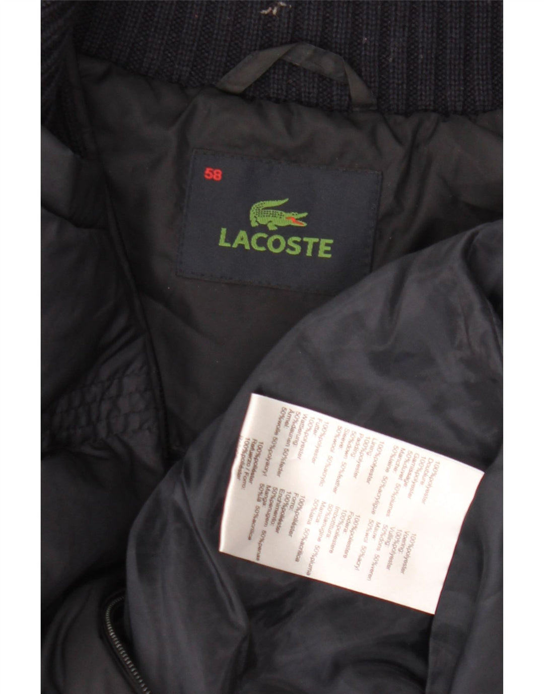 Colete acolchoado masculino Lacoste IT 58 3XL azul marinho poliéster
