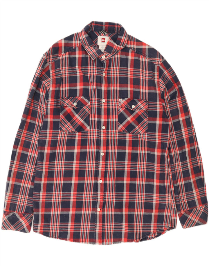 Camisa masculina de flanela Quiksilver Regular Fit grande algodão xadrez vermelho