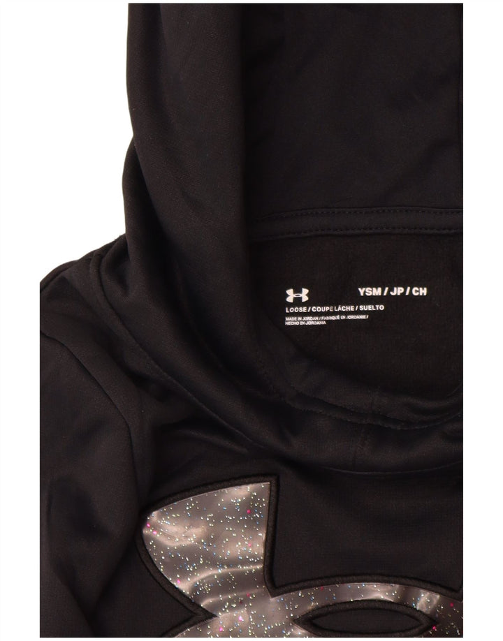 Suéter com capuz gráfico UNDER ARMOUR para meninas de 7 a 8 anos, pequeno, preto, poliéster