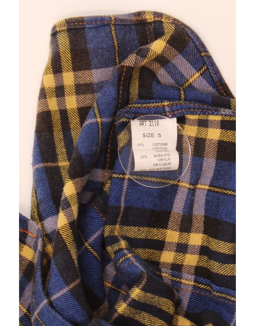 Camisa masculina vintage de flanela pequena de algodão xadrez azul