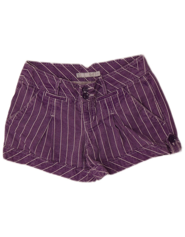 Zara Womens Trafaluc Cargo Shorts EU 36 XS W26 Roxo Listrado Algodão
