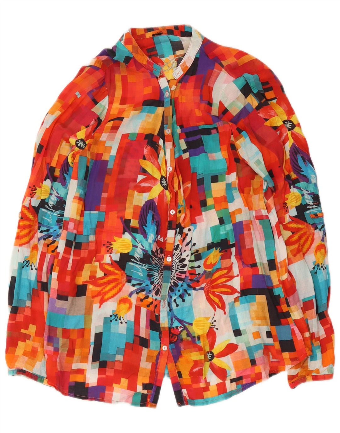 Blusa feminina Desigual com estampa gráfica UK 12 média multicolorida geométrica