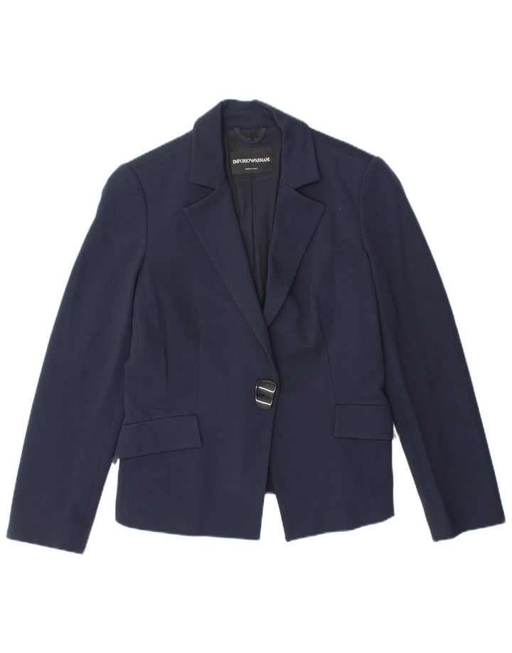 Jaqueta blazer feminina Emporio Armani com 1 botão Reino Unido 10 pequena azul marinho