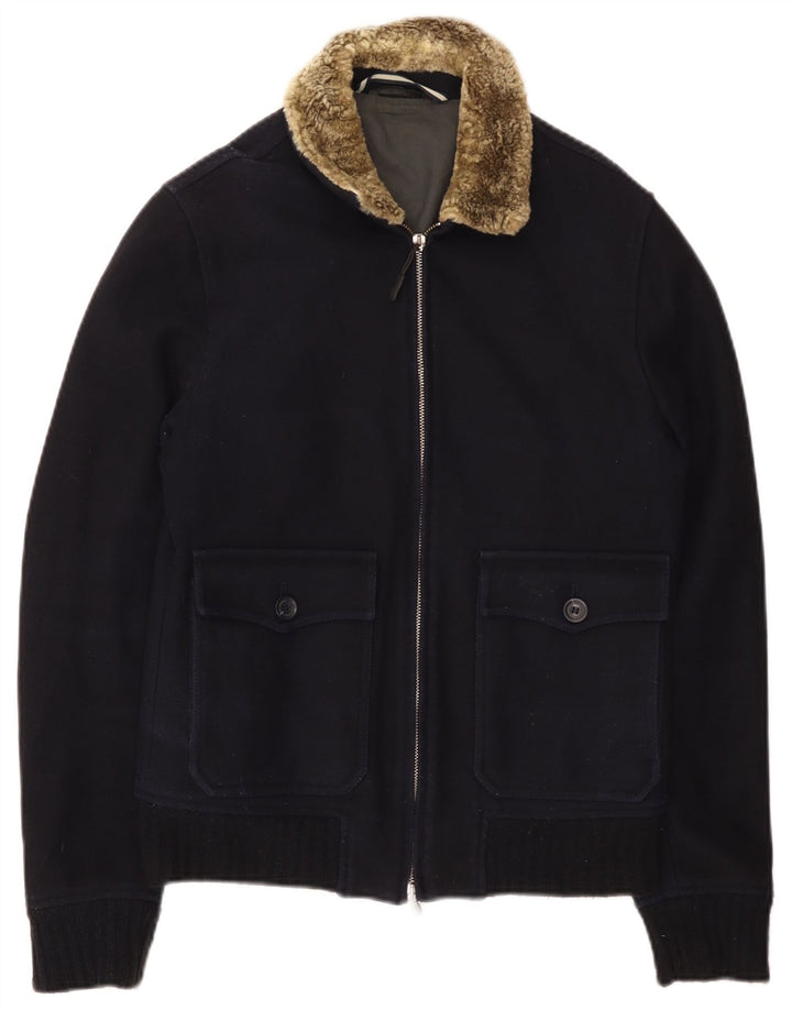 Jaqueta bomber feminina vintage UK 14 azul marinho médio