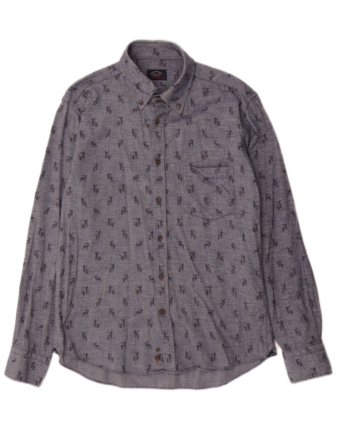 Camisa masculina Paul & Shark com estampa abstrata tamanho 39 algodão azul médio