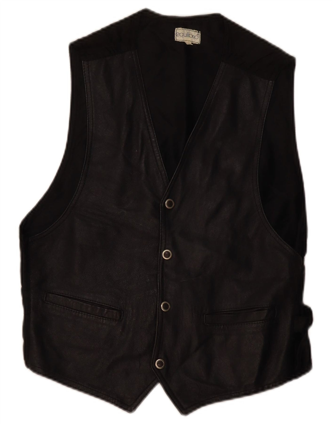 Colete de couro masculino vintage grande couro preto