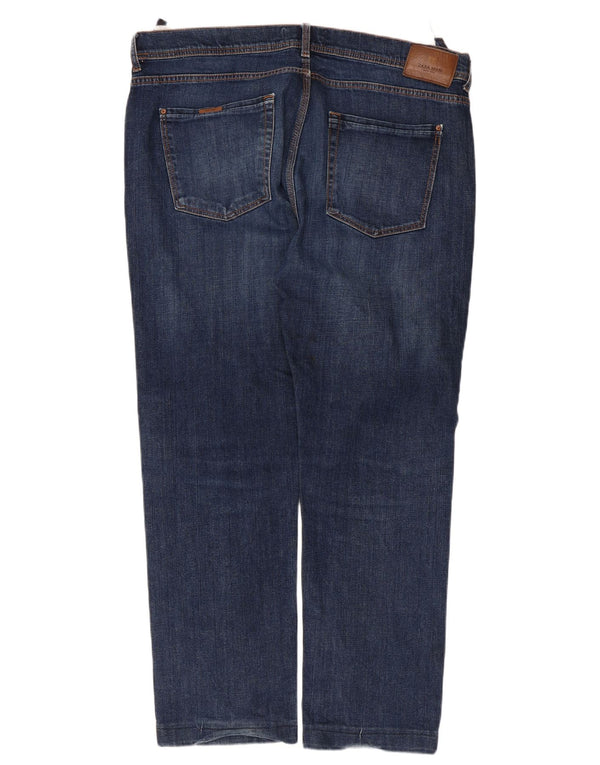 Zara Mens Straight Jeans EU 48 XL W38 L28 Azul Algodão