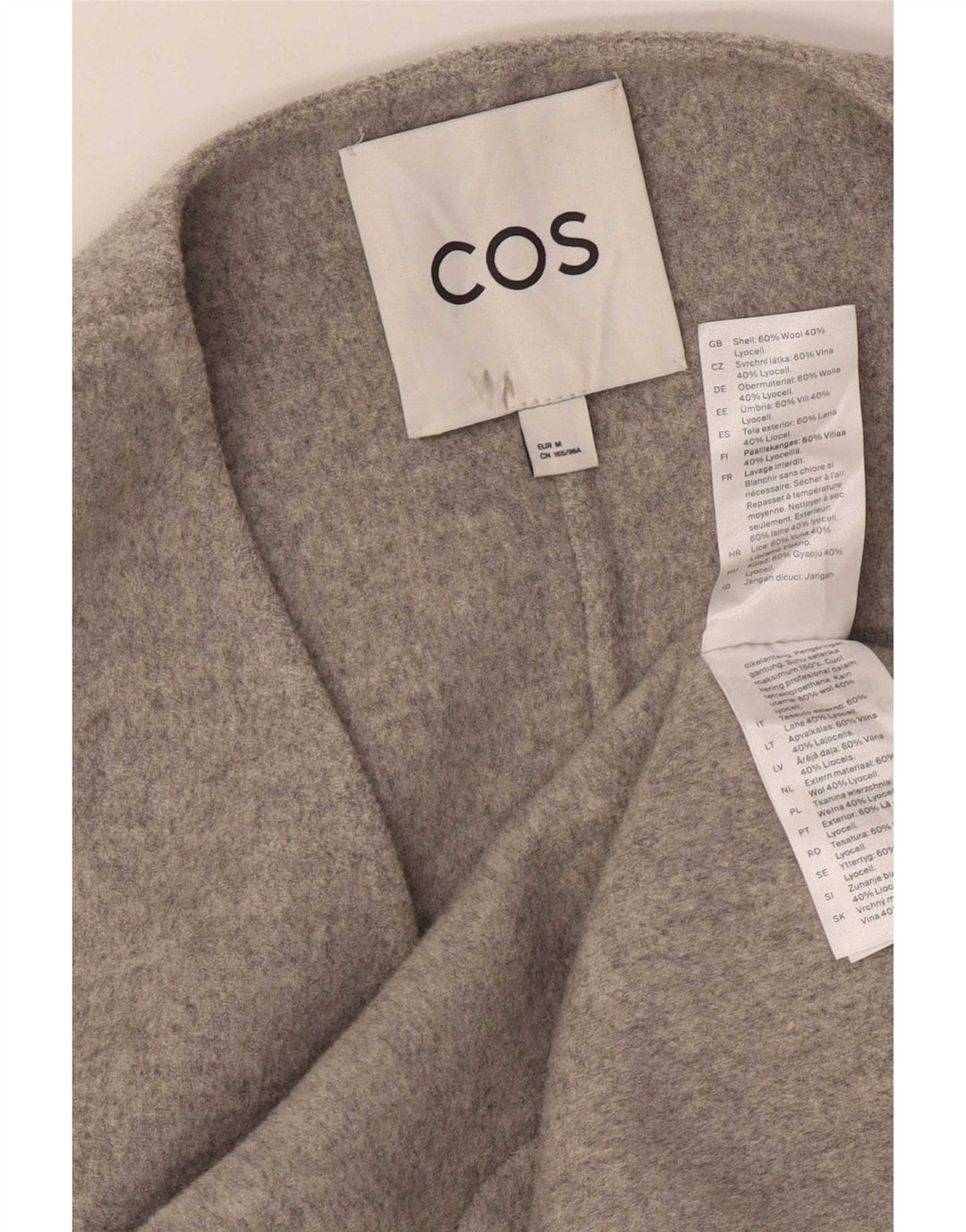 Colete feminino Cos Longline oversized UK 14 lã cinza médio