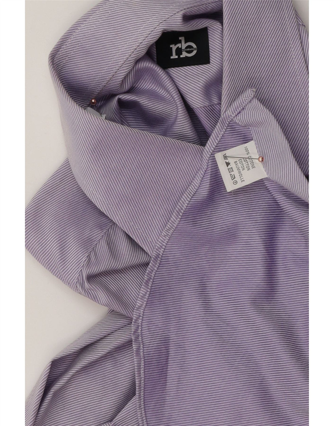 Camisa masculina ROCCOBAROCCO tamanho 41 16 grande algodão listrado roxo