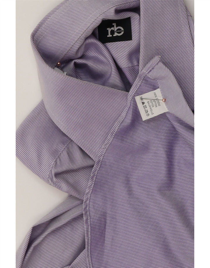 Camisa masculina ROCCOBAROCCO tamanho 41 16 grande algodão listrado roxo