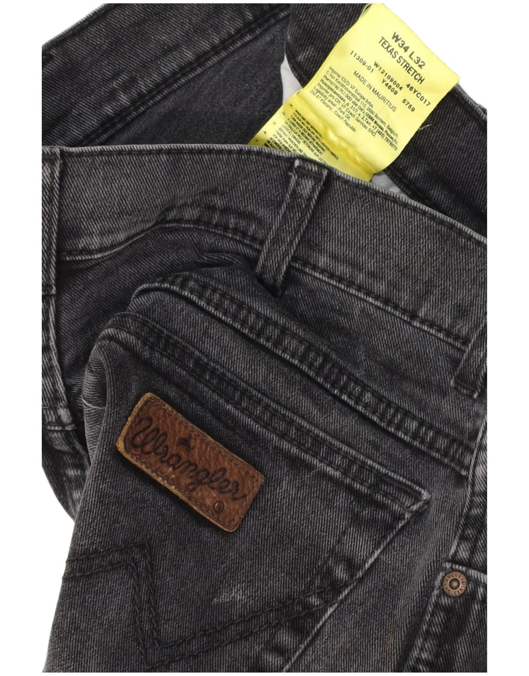 Wrangler Masculino Texas Stretch Straight Jeans W34 L32 Algodão Cinza