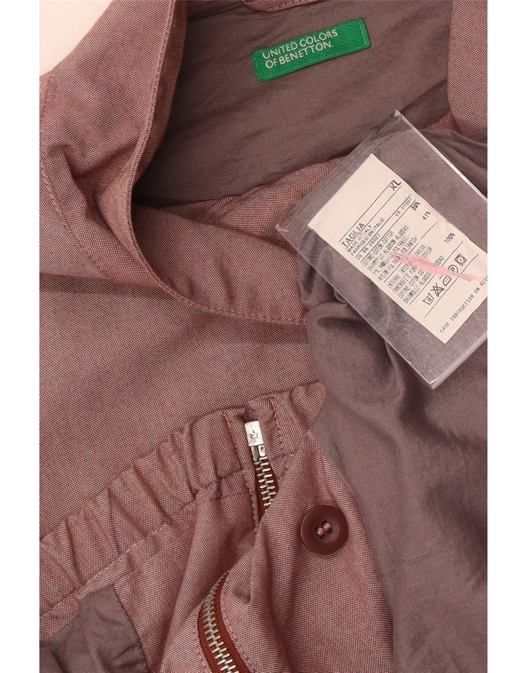 Jaqueta bomber masculina Benetton UK 42 XL algodão marrom