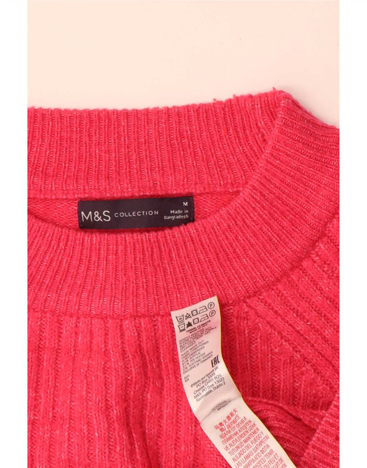 Suéter feminino oversized com gola redonda da Marks & Spencer Reino Unido 14 rosa médio