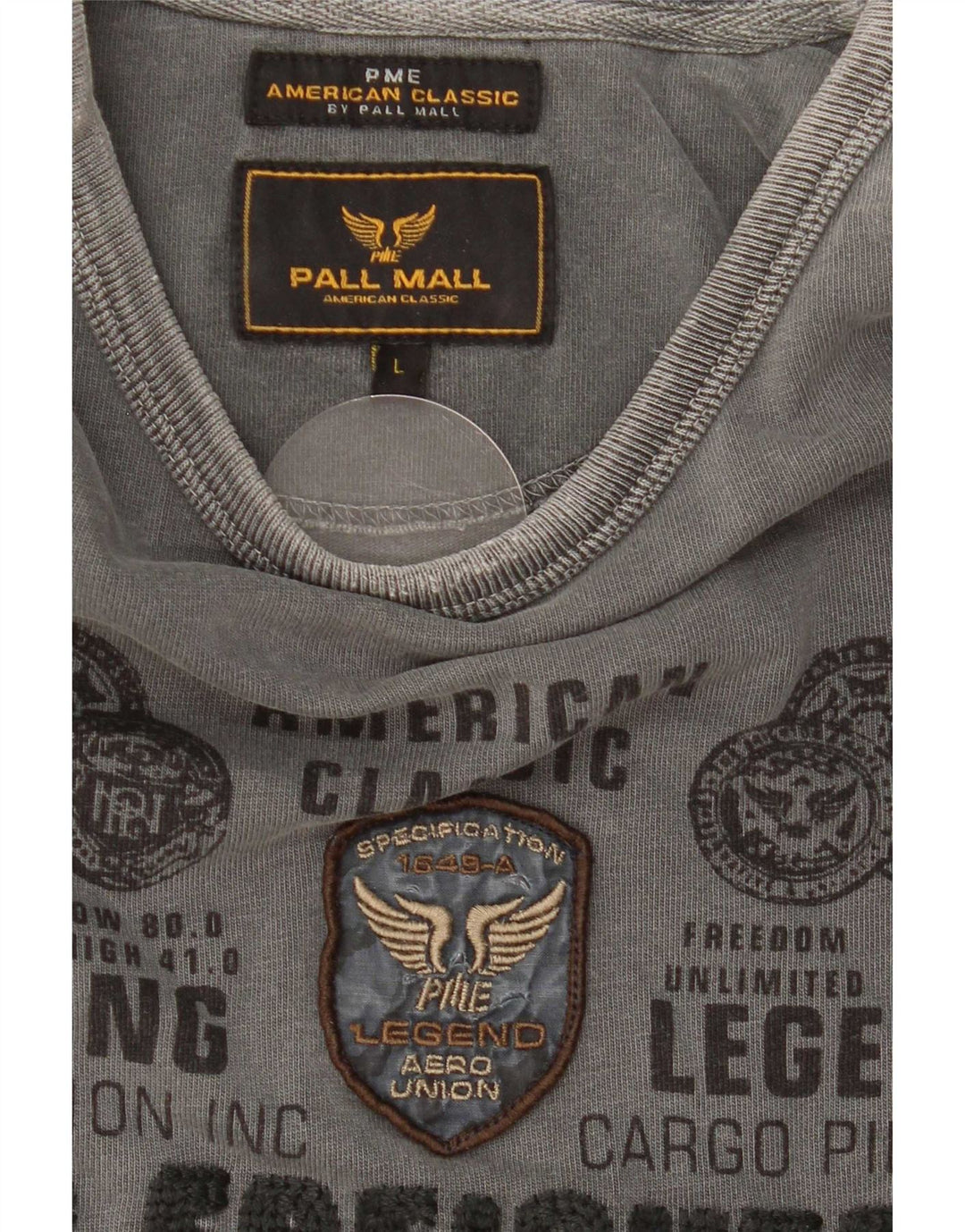 Pall Mall Camiseta masculina gráfica manga comprida grande cinza