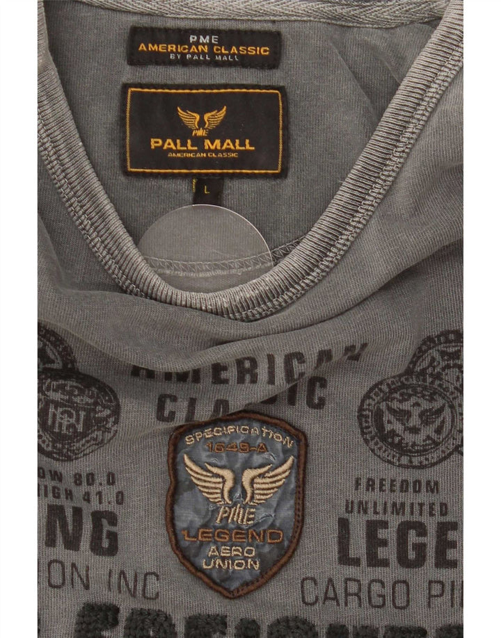 Pall Mall Camiseta masculina gráfica manga comprida grande cinza