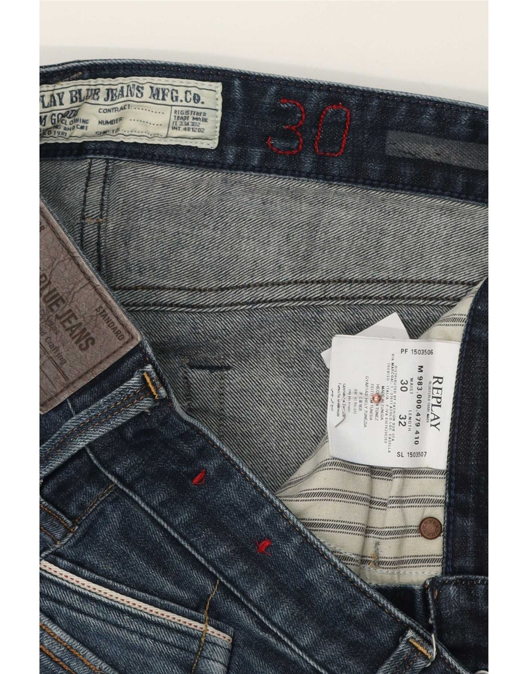 Replay Jeans Slim Masculino W30 L32 Azul Algodão