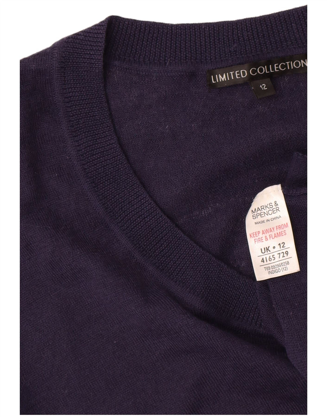 Suéter feminino Marks & Spencer com gola canoa Reino Unido 12 médio azul marinho