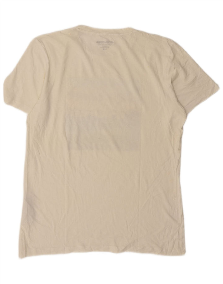 Camiseta gráfica masculina Jack & Jones, top pequeno de algodão branco