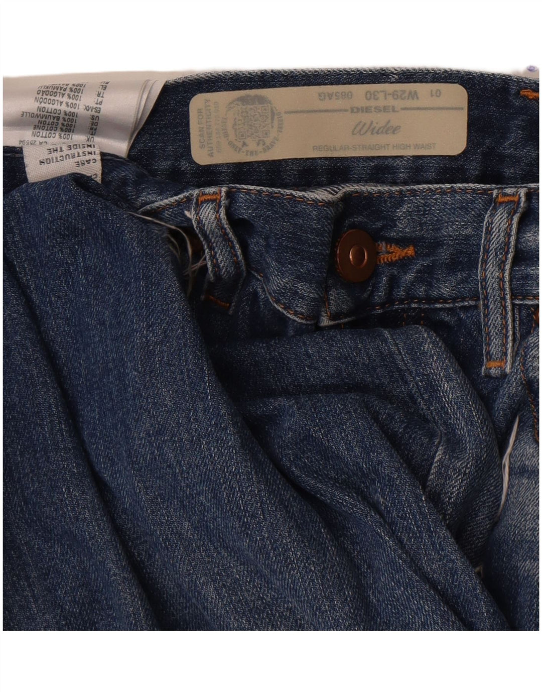 Shorts jeans masculino Diesel Widee desgastado W29 algodão azul pequeno