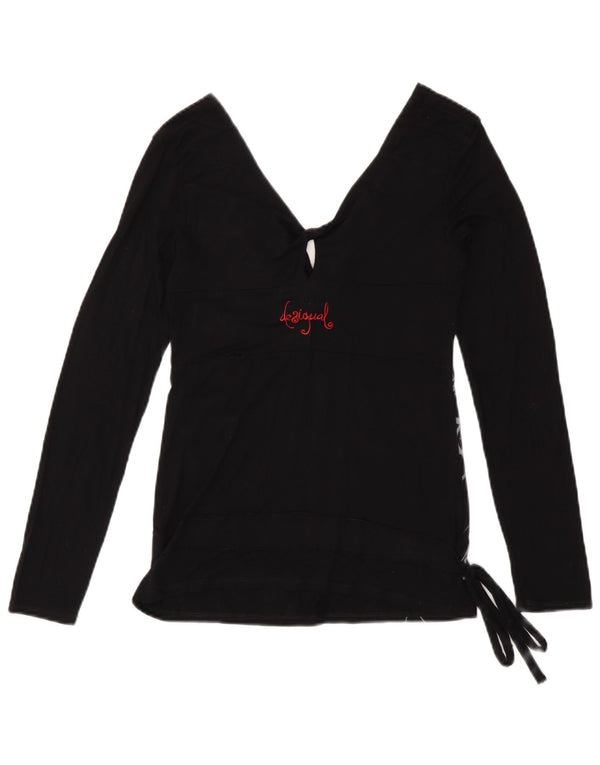 Blusa feminina de manga comprida com estampa Desigual UK 10 pequena viscose preta
