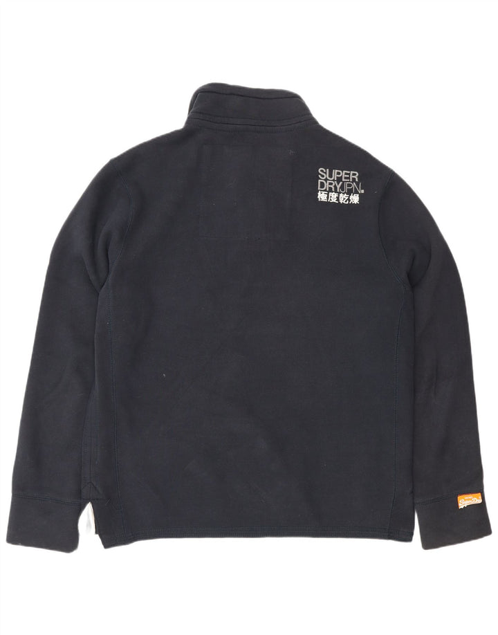 Superdry moletom masculino com gola com botão gráfico jumper XL azul marinho algodão