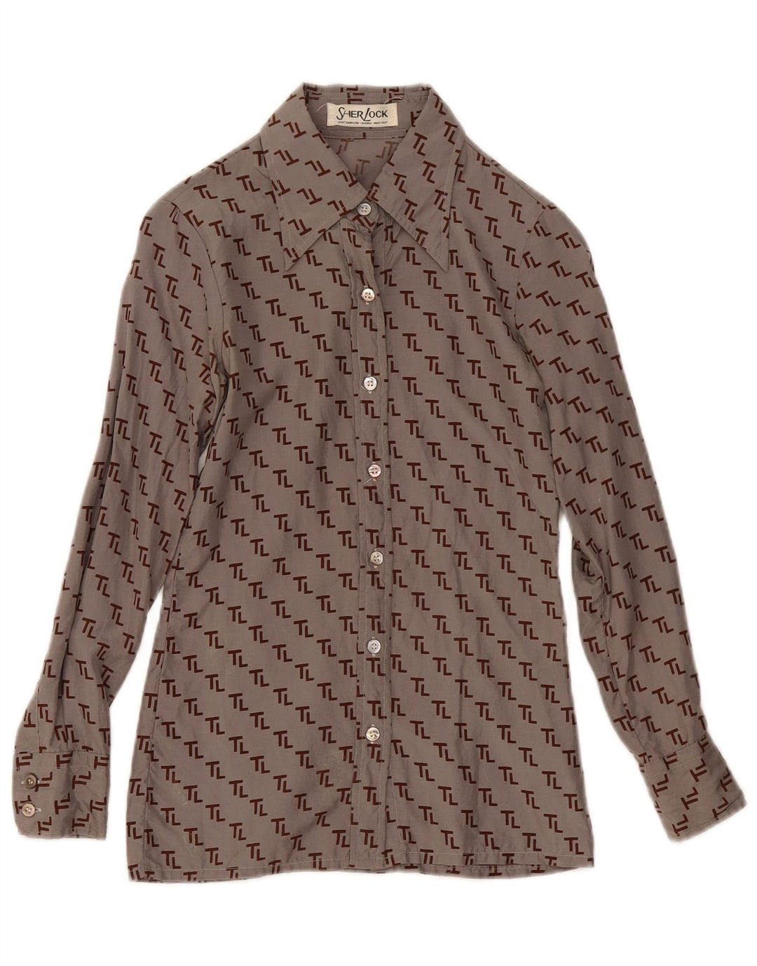 Camisa gráfica feminina vintage UK 12 cinza médio