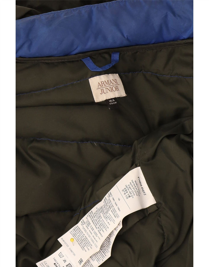 Jaqueta acolchoada com capuz para meninos Armani Junior 15-16 anos azul poliamida
