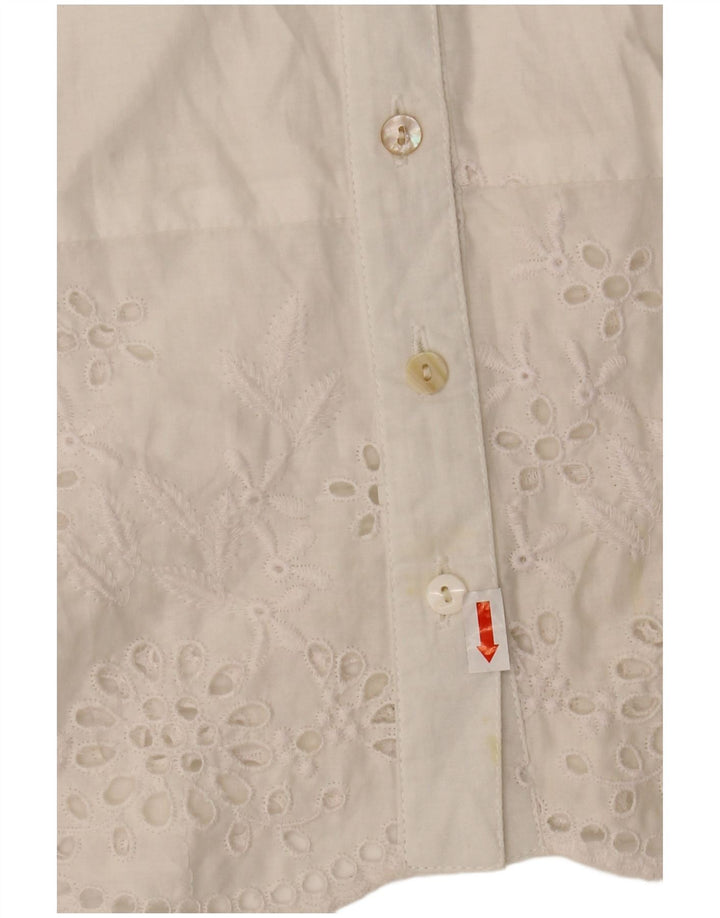 Blusa feminina de manga curta WAREHOUSE UK 10 pequena poliéster branco