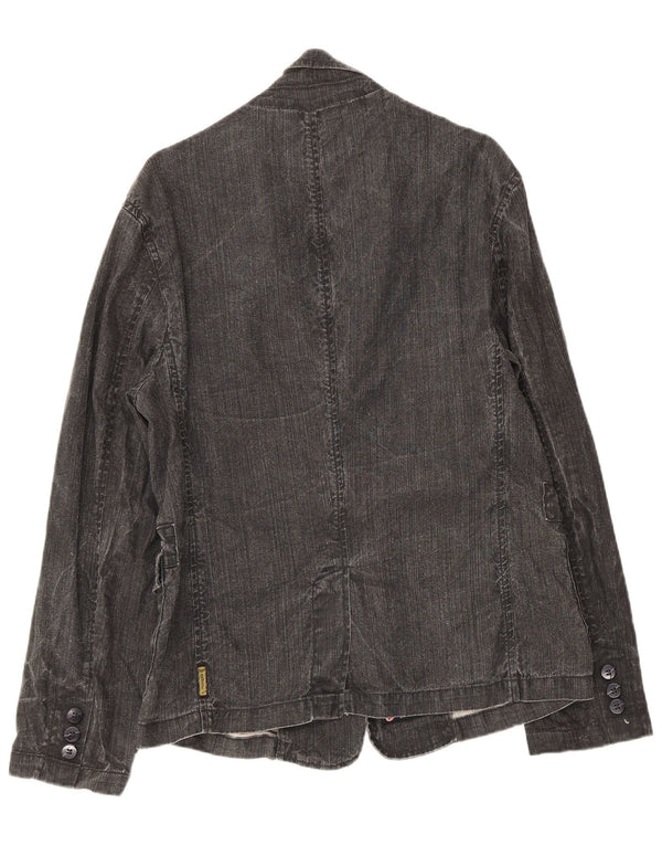 Armani Jeans Masculino Denim 3 Botões Jaqueta Blazer IT 50 Linho Cinza Médio