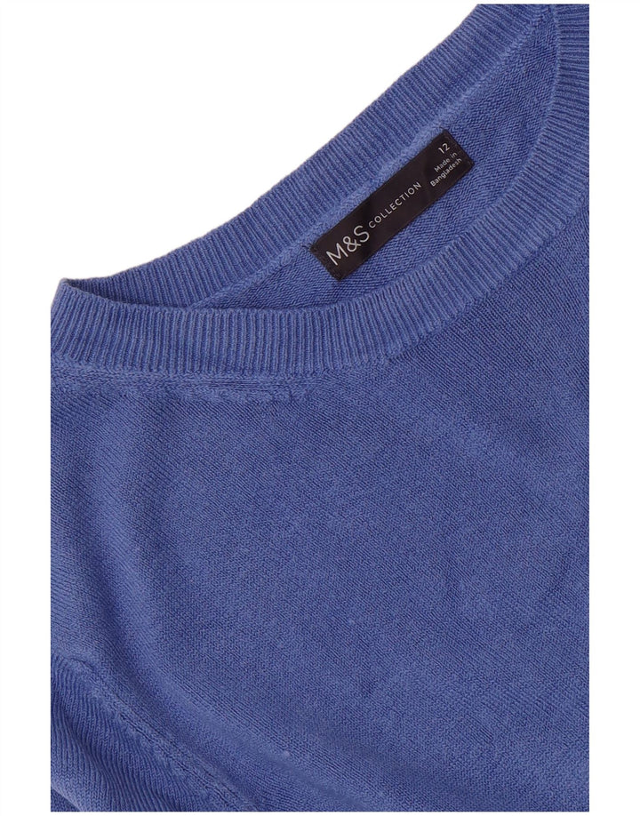 Suéter feminino Marks & Spencer com gola canoa Reino Unido 12 azul médio