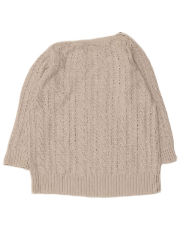 Suéter feminino Zara com manga 3/4 e gola canoa Reino Unido 14 grande cinza