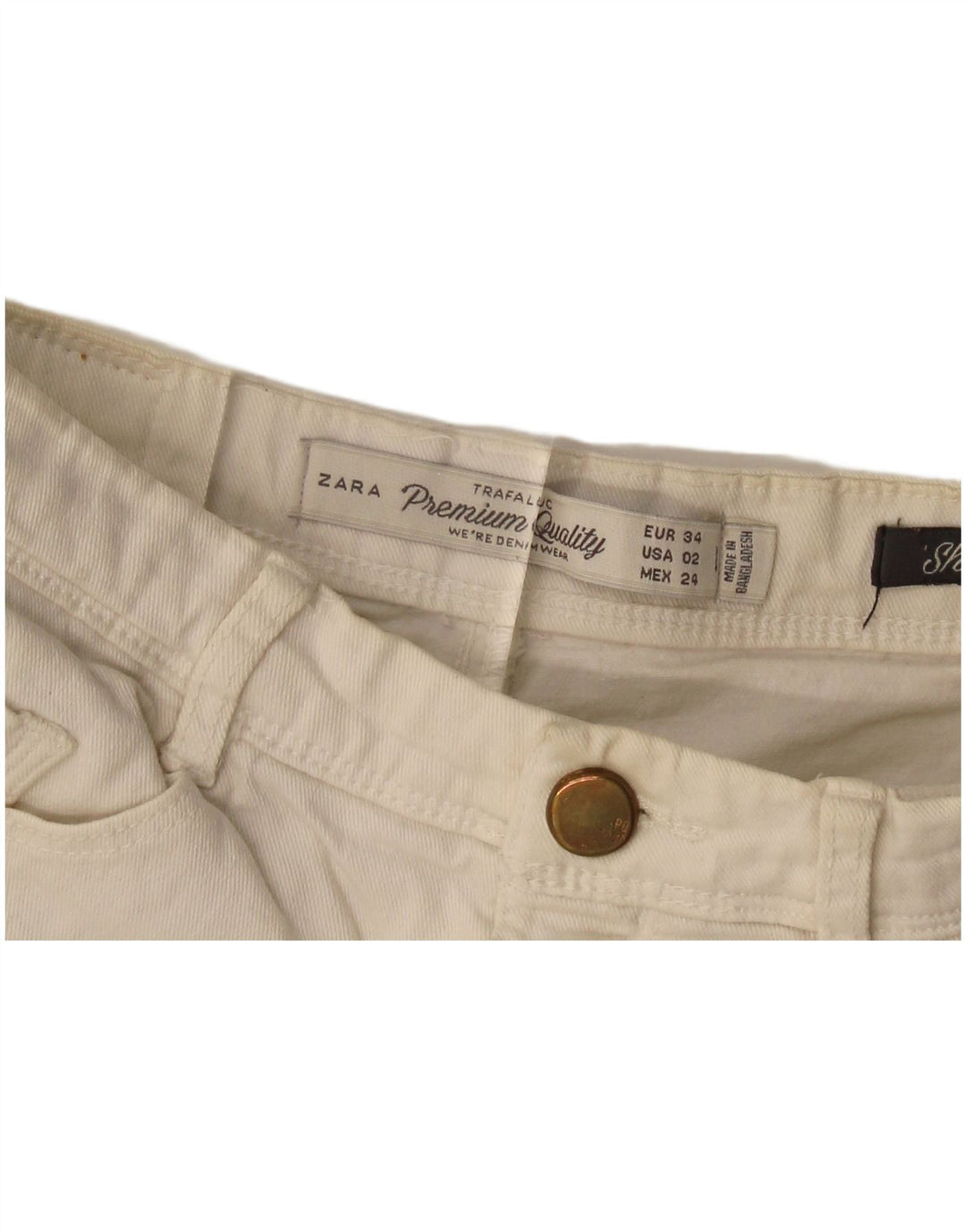 Shorts jeans feminino Zara EU 34 2XS W24 branco
