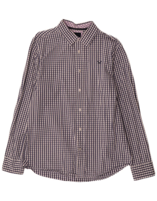 Camisa masculina clássica de ajuste da Crew Clothing grande algodão guingão azul marinho